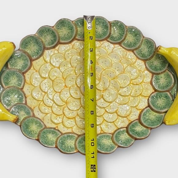 DEPARTMENT 56 Banana Kiwi Slice Platter Serving Tray Banana Handles - Picture 4 of 5